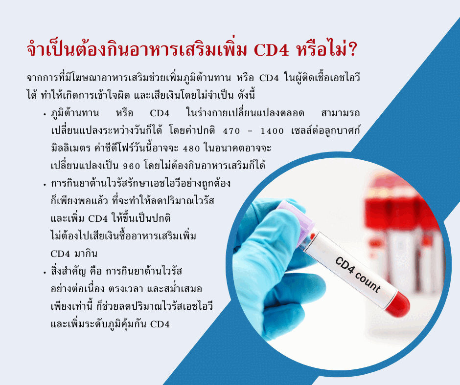 จำเป็นต้องกินอาหารเสริมเพิ่ม CD4 หรือไม่