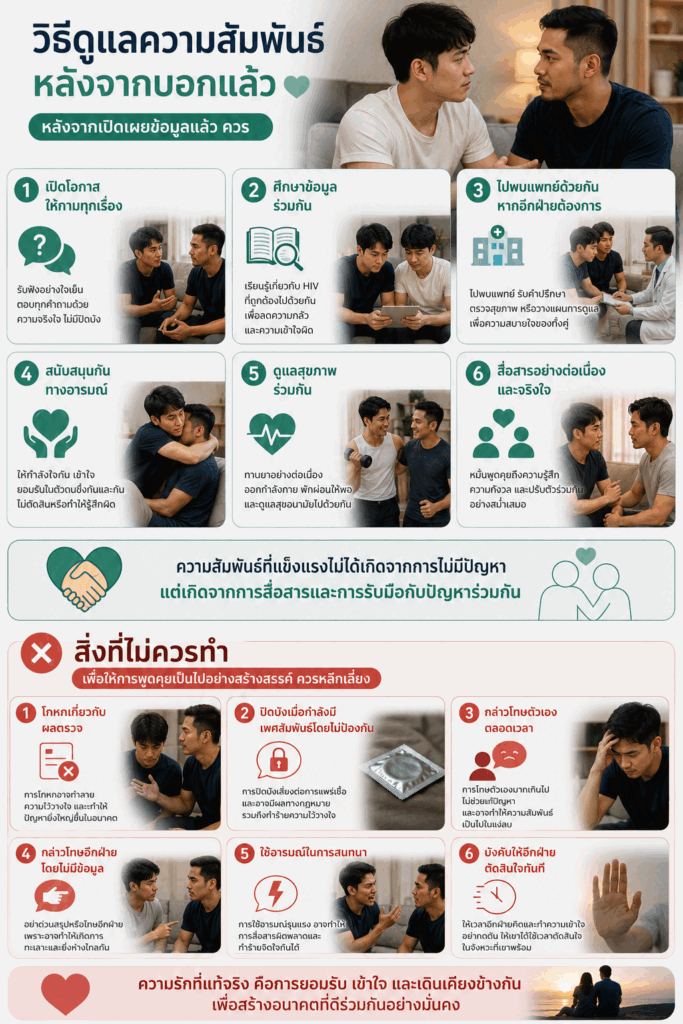 วิธีดูแลความสัมพันธ์หลังจากบอกแล้ว