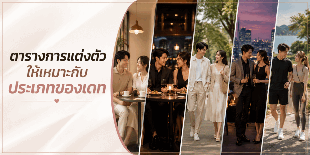 ตารางการแต่งตัวให้เหมาะกับประเภทของเดท