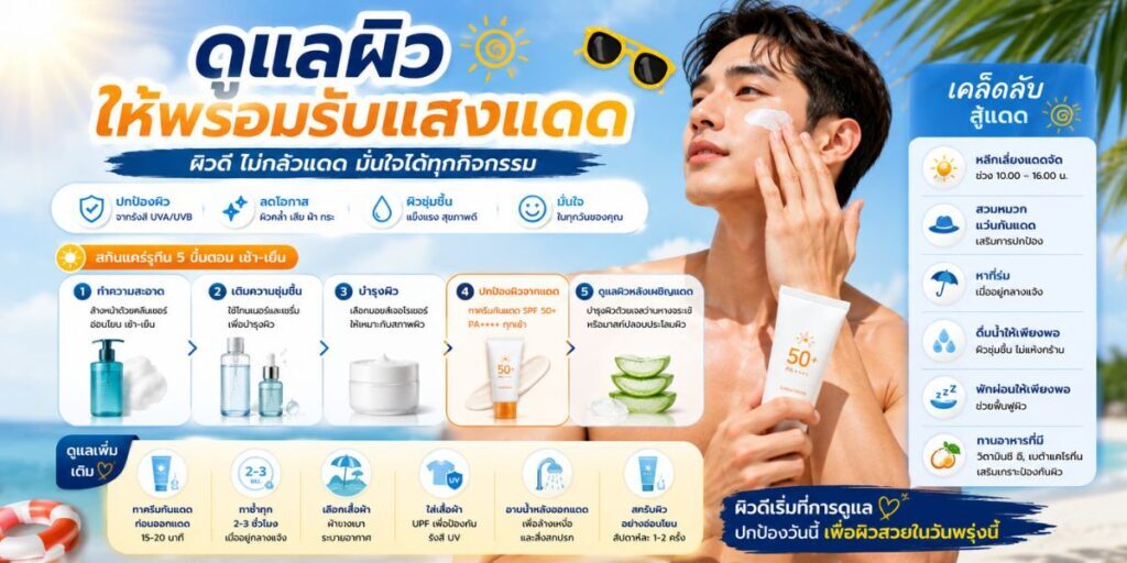 ดูแลผิวให้พร้อมรับแสงแดด