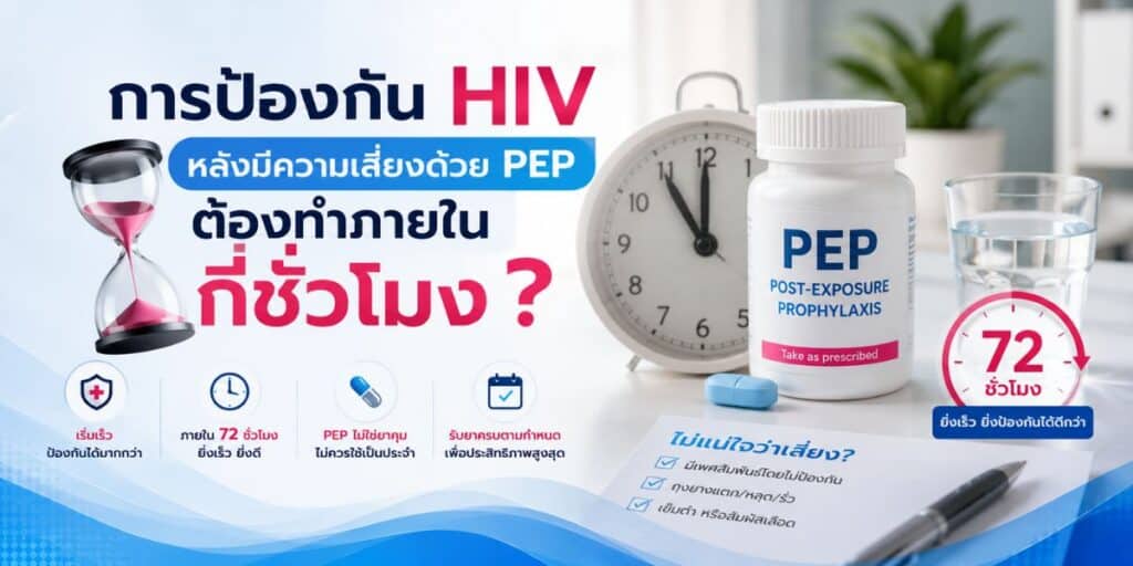 การป้องกันHIV หลังมีความเสี่ยงด้วย PEP ต้องทำภายในกี่ชั่วโมง ?