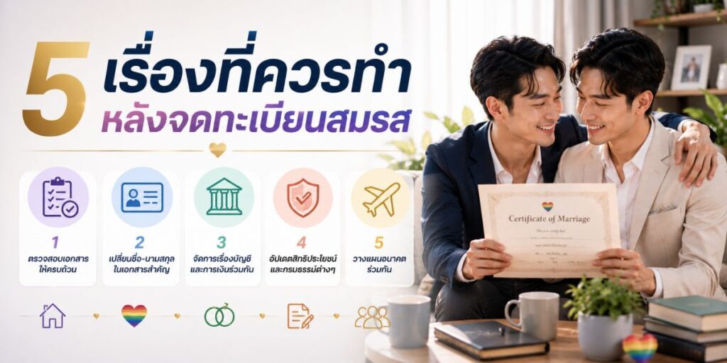 5 เรื่องที่ควรทำหลังจดทะเบียนสมรส