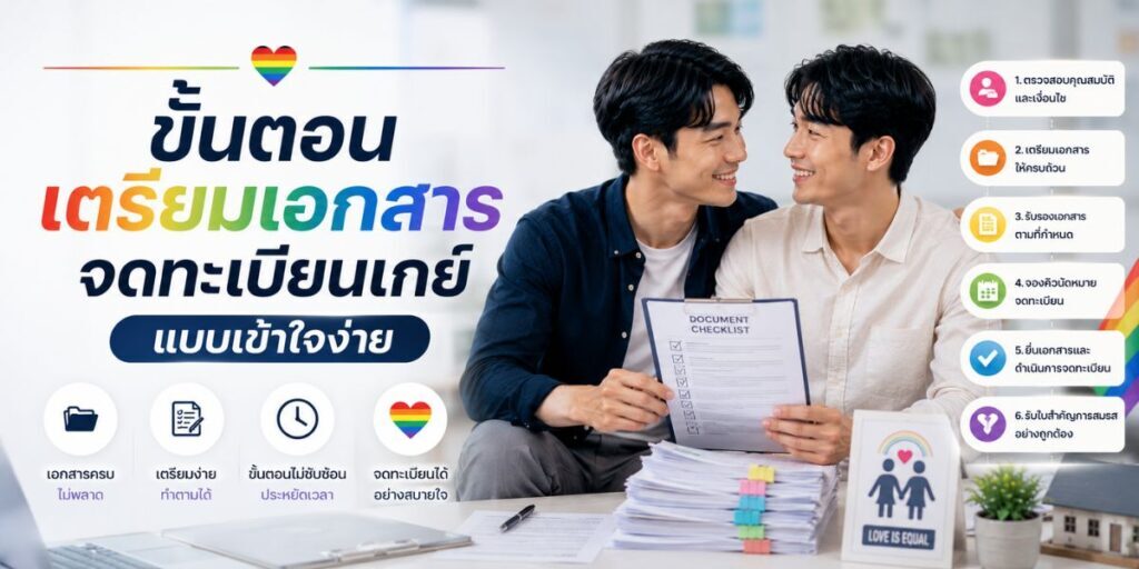เอกสารจดทะเบียนเกย์ ตามกฎหมายไทยล่าสุด